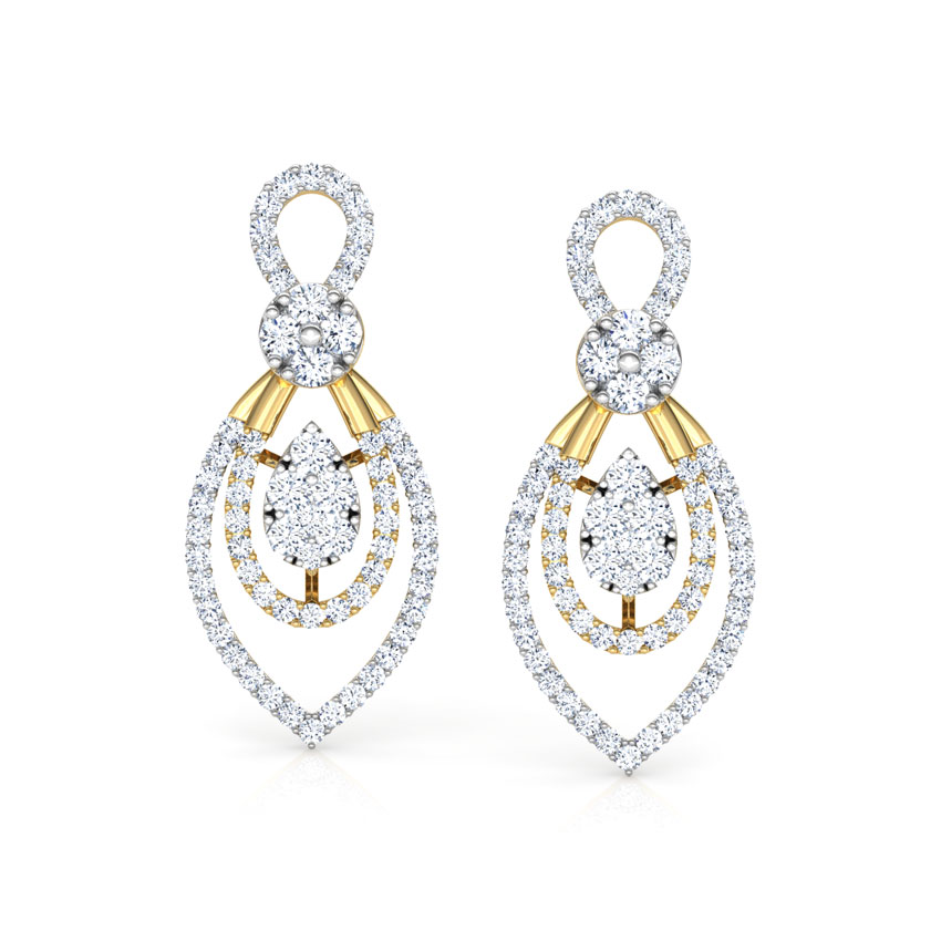 Diamond Earrings 18 Karat Yellow Gold Pleasing Petals Diamond Drop Earrings