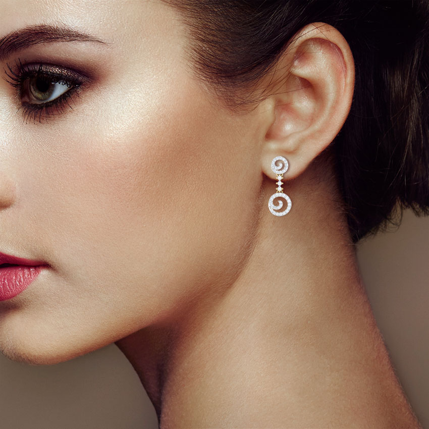 Salient Swirl Diamond Drop Earrings Salient Swirl Diamond Drop Earrings