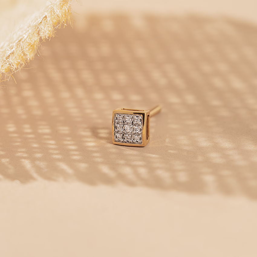 Diamond Earrings 18 Karat Yellow Gold Robby Diamond Ear Stud for Men