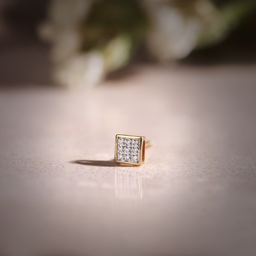 Diamond Earrings 18 Karat Yellow Gold Robby Diamond Ear Stud for Men
