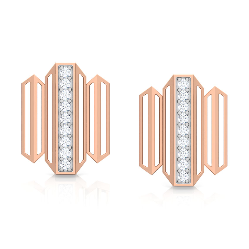 Diamond Earrings 14 Karat Rose Gold Eros Zigzag Diamond Stud Earrings