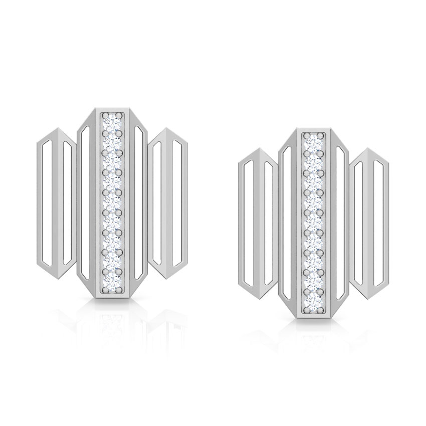 Diamond Earrings 18 Karat White Gold Eros Zigzag Diamond Stud Earrings