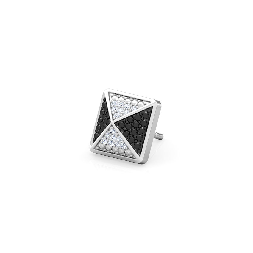 Diamond,Gemstone Earrings 14 Karat White Gold Nathan Gemstone Ear Stud for Men