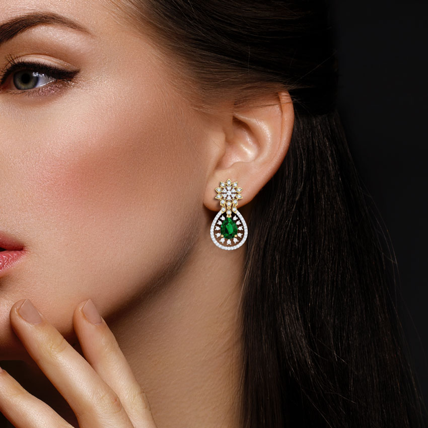 Pear Cluster Gemstone Drop Earrings