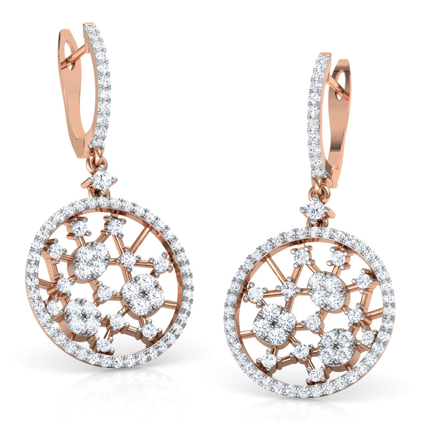 Round Lattice Diamond Drop Earrings Round Lattice Diamond Drop Earrings