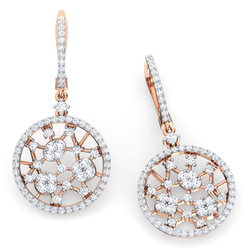 Round Lattice Diamond Drop Earrings Round Lattice Diamond Drop Earrings