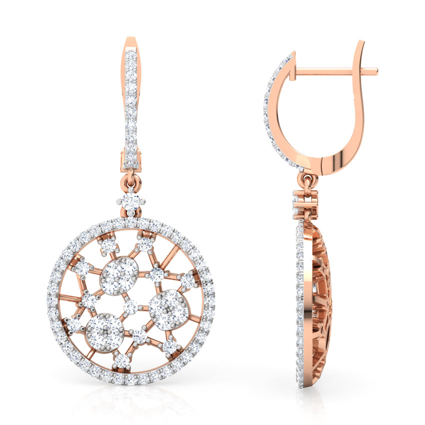 Round Lattice Diamond Drop Earrings Round Lattice Diamond Drop Earrings