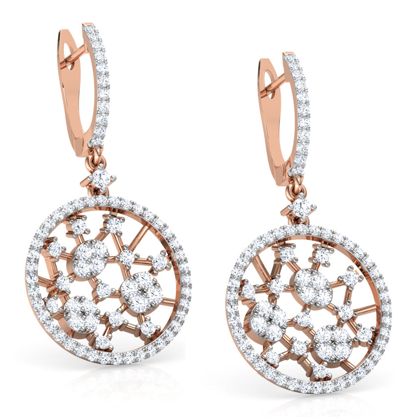 Round Lattice Diamond Drop Earrings Round Lattice Diamond Drop Earrings