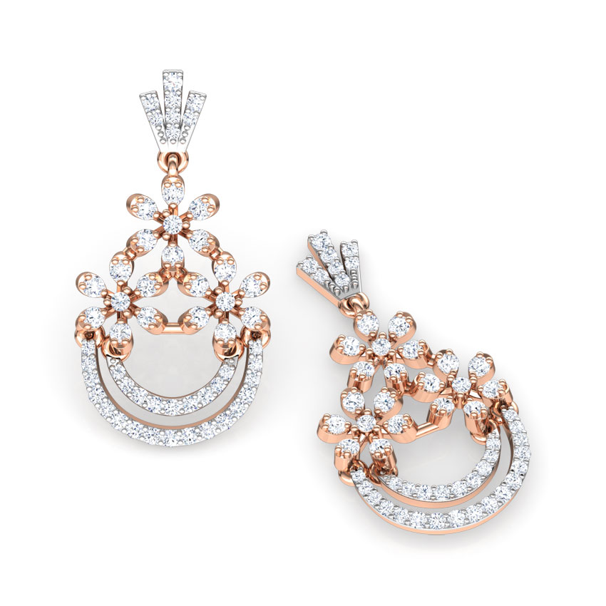 Floret Ornate Diamond Drop Earrings Floret Ornate Diamond Drop Earrings