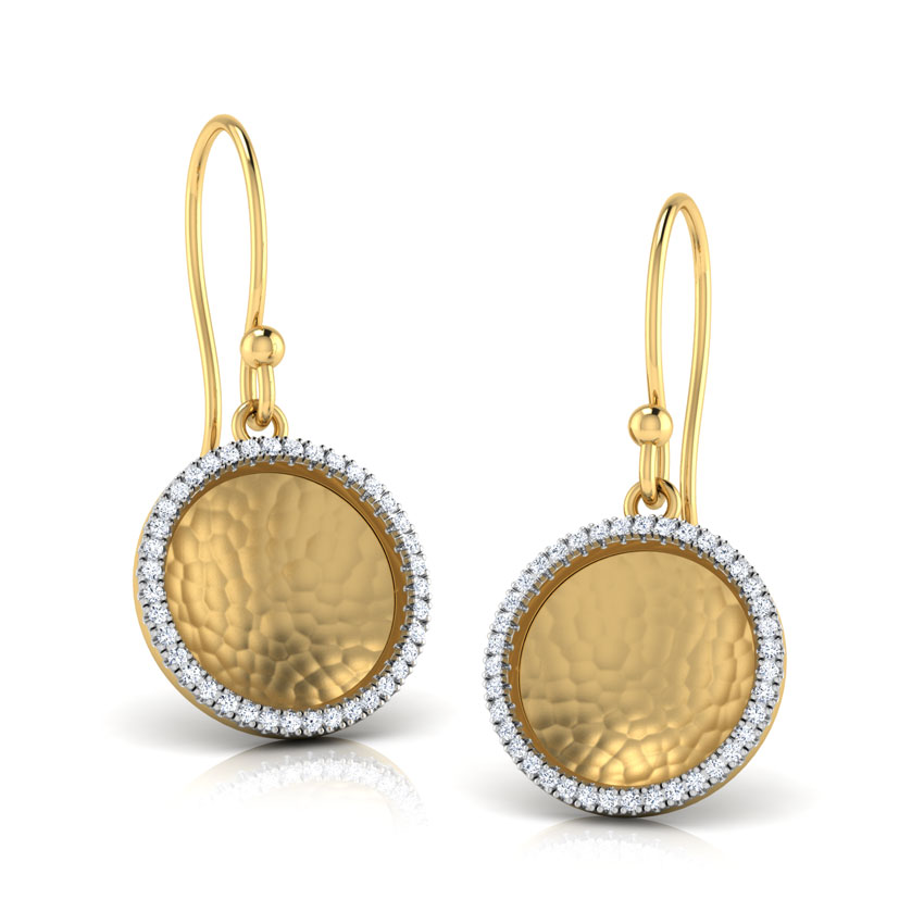 Diamond Earrings 18 Karat Yellow Gold Isidora Hammered Diamond Drop Earrings