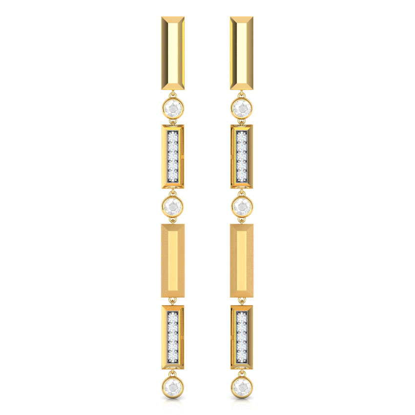 Diamond,Gemstone Earrings 18 Karat Yellow Gold Shanti Linear Gemstone Drop Earrings