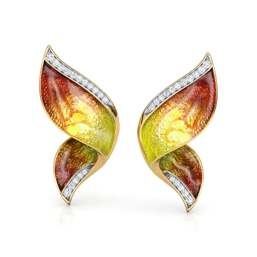 Diamond Earrings 18 Karat Yellow Gold Pinion Butterfly Diamond Ear Cuffs