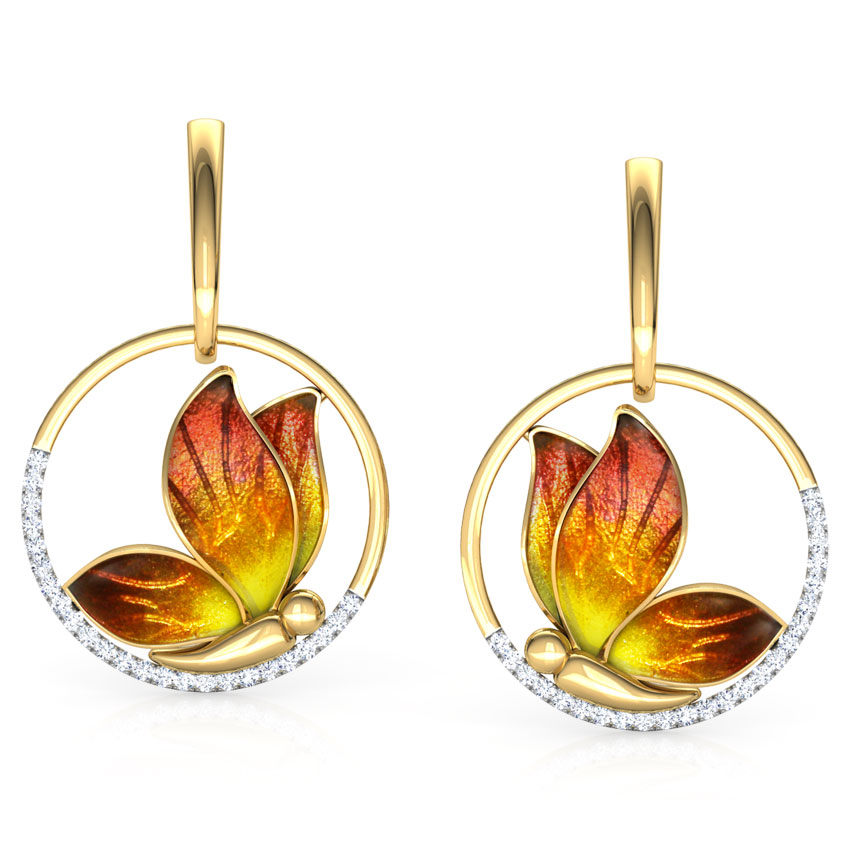 Encircle Orange Butterfly Drop Earrings Encircle Orange Butterfly Drop Earrings