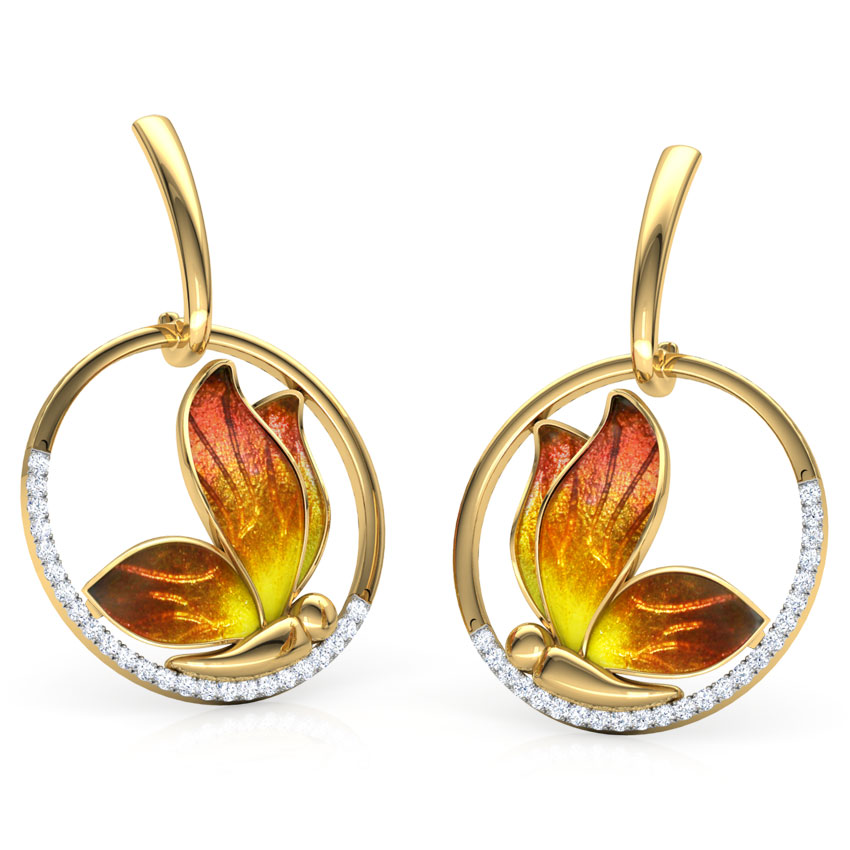 Encircle Orange Butterfly Drop Earrings Encircle Orange Butterfly Drop Earrings