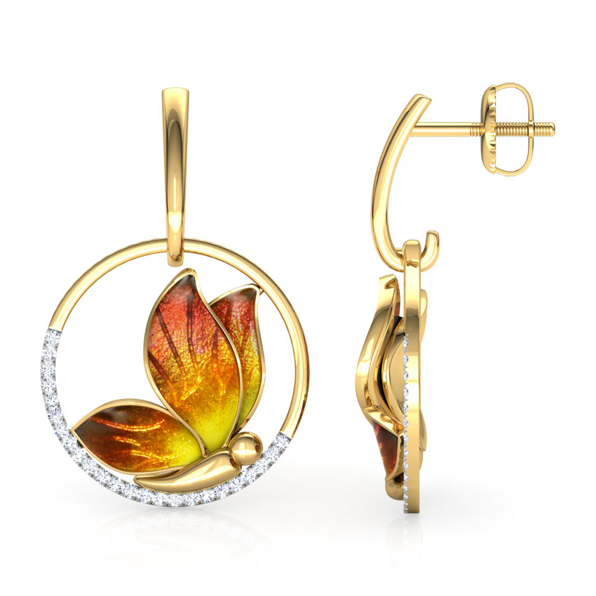 Encircle Orange Butterfly Drop Earrings Encircle Orange Butterfly Drop Earrings
