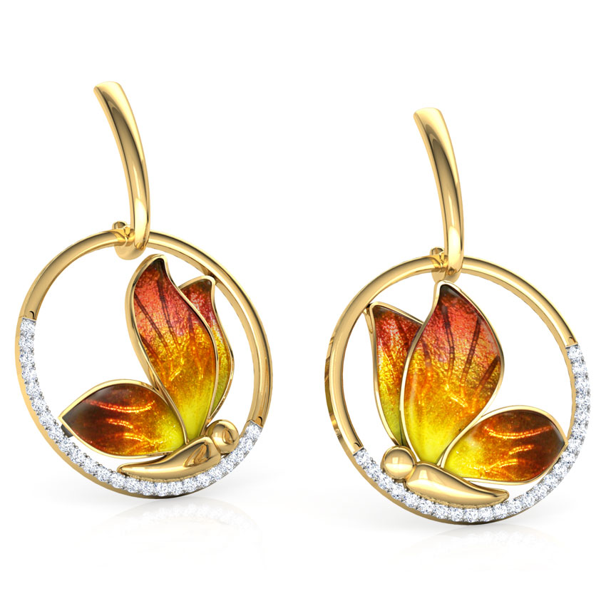 Encircle Orange Butterfly Drop Earrings Encircle Orange Butterfly Drop Earrings