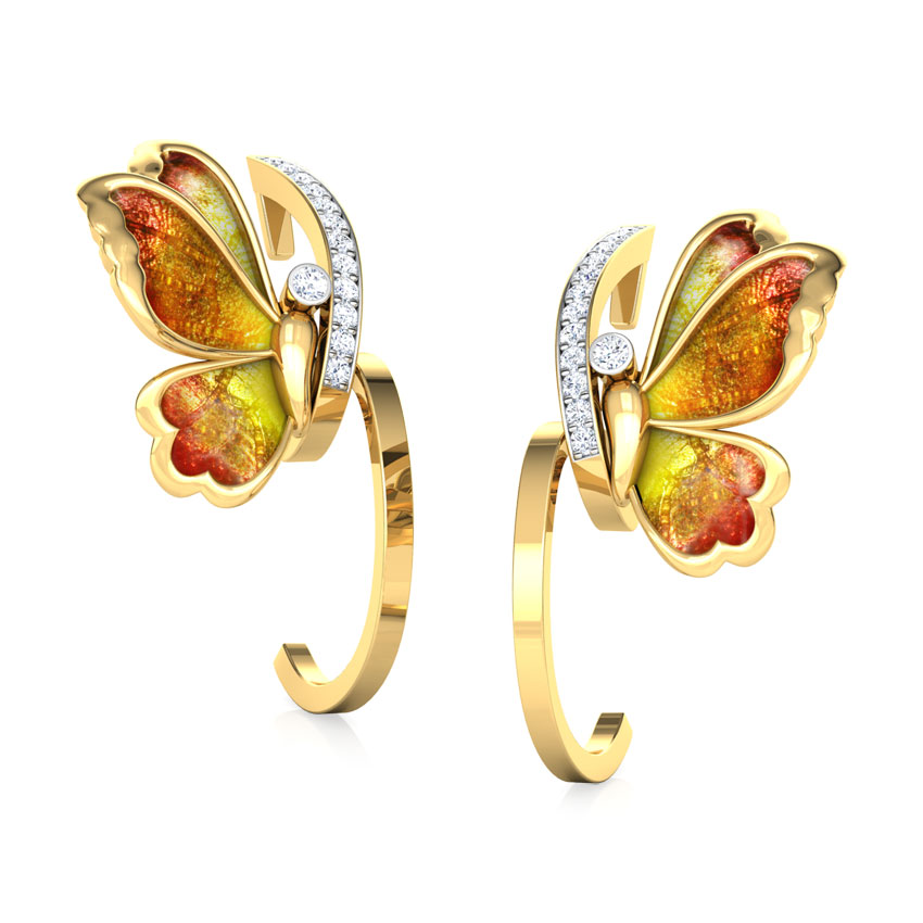 Tendril Butterfly Diamond Hoop Earrings