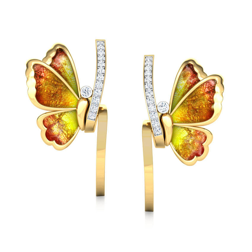 Tendril Butterfly Diamond Hoop Earrings