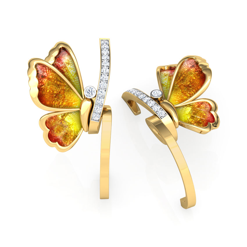 Tendril Butterfly Diamond Hoop Earrings