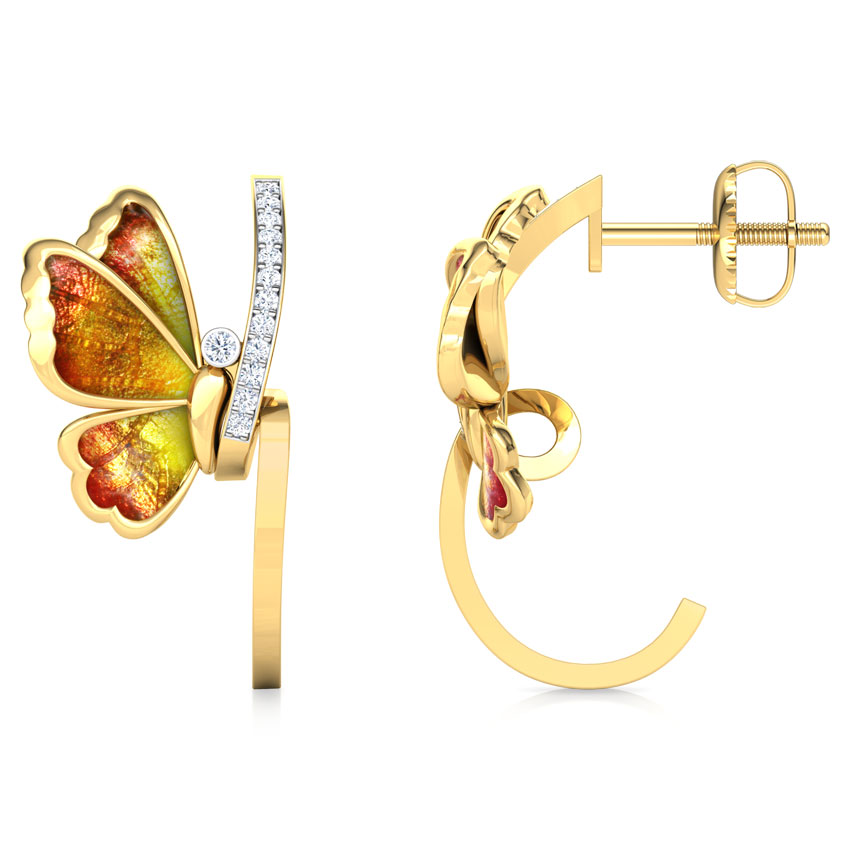 Tendril Butterfly Diamond Hoop Earrings