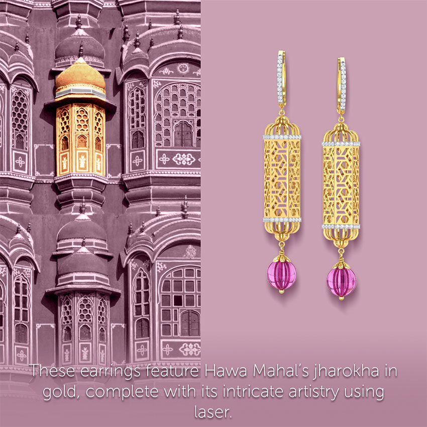 Hawa Jharokha Gemstone Drop Earrings