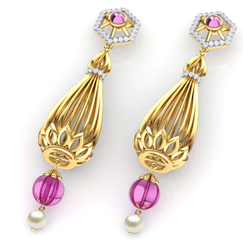 Samode Pillar Gemstone Drop Earrings