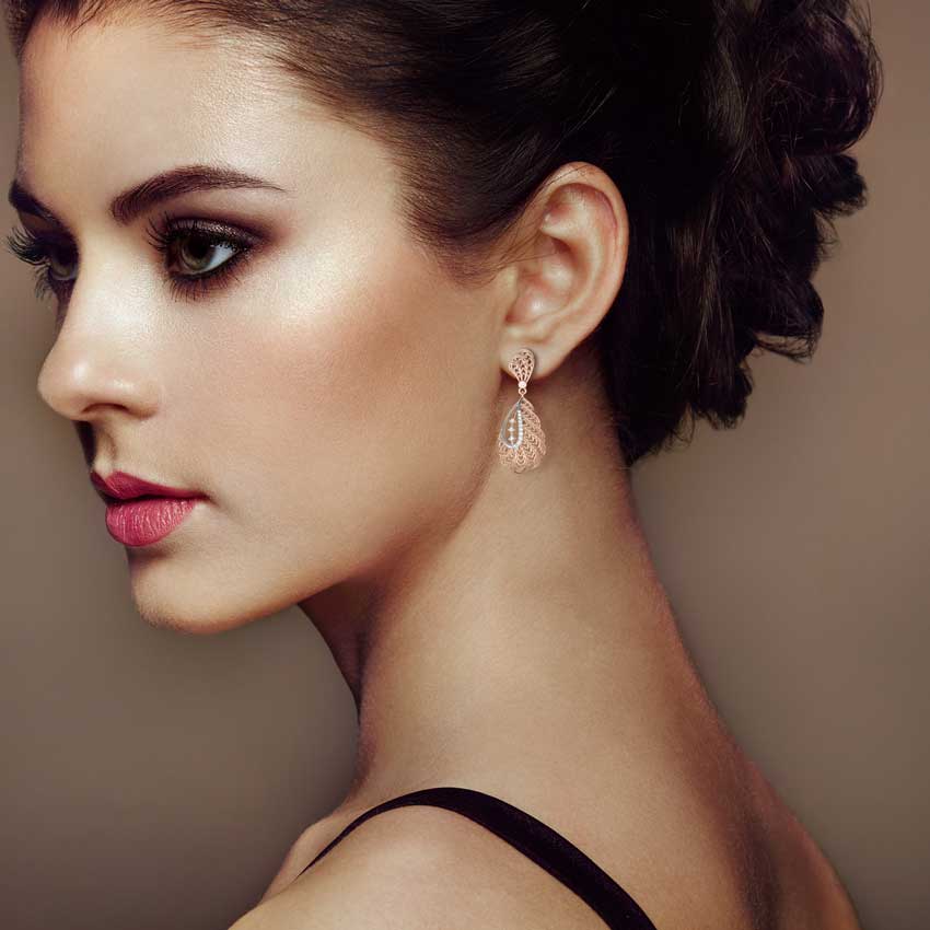 Alocasia Leaf Diamond Drop Earrings Alocasia Leaf Diamond Drop Earrings