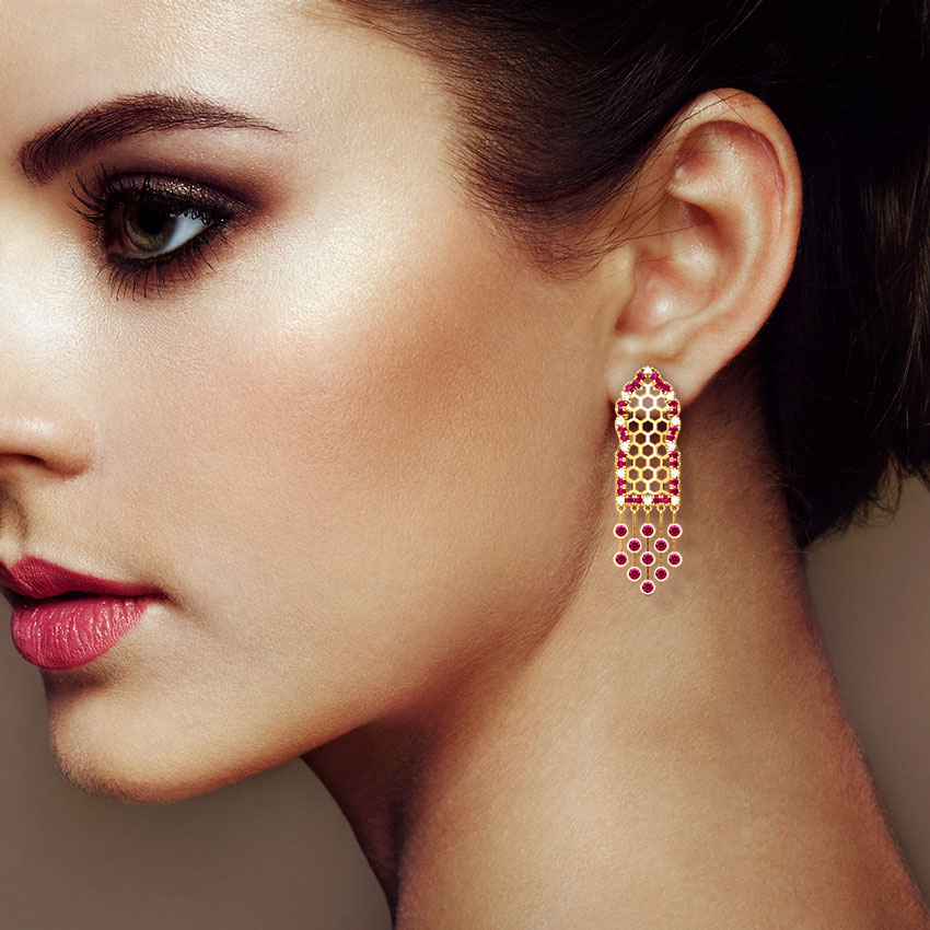 Hawa Lattice Gemstone Drop Earrings Hawa Lattice Gemstone Drop Earrings