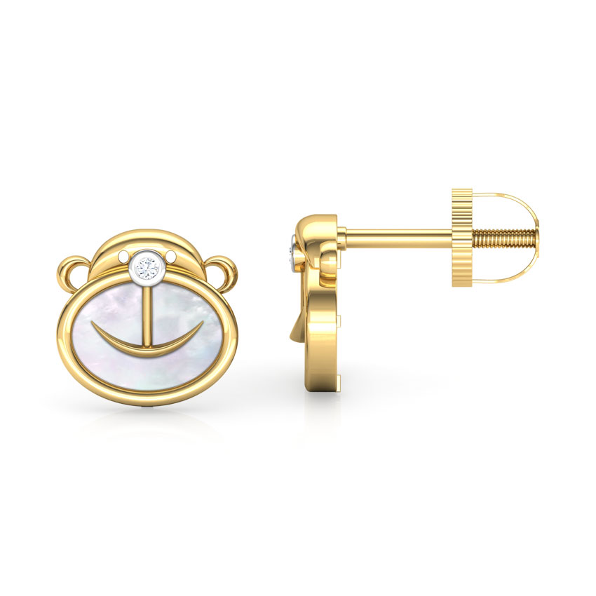 Monkey Mother of Pearl Stud Earrings