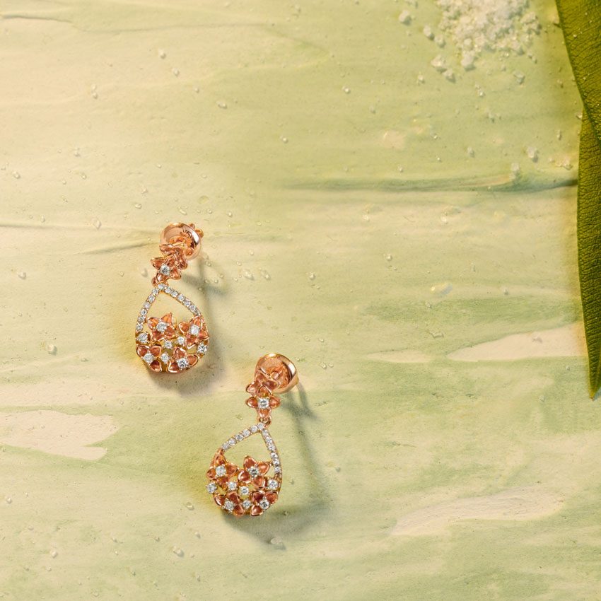 Freesia Floral Diamond Drop Earrings Freesia Floral Diamond Drop Earrings