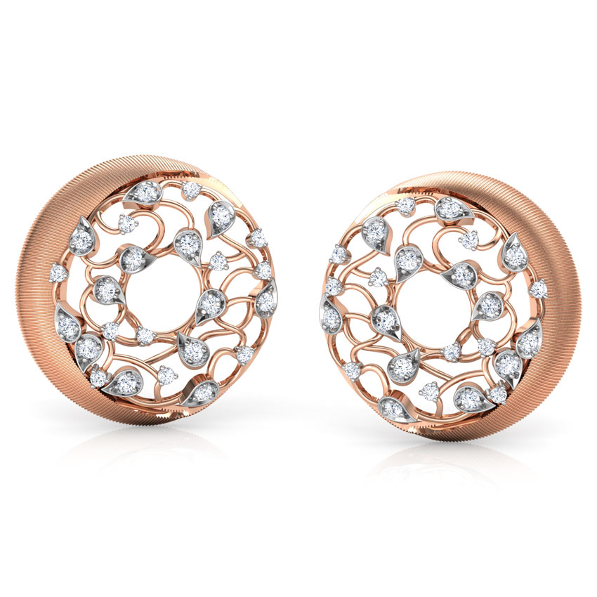 Circular Filigree Brocade Stud Earrings