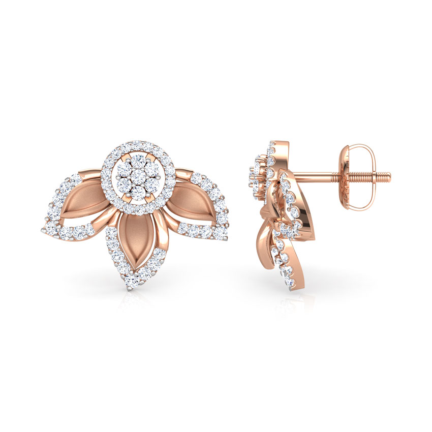 Clematis Floret Diamond Stud Earrings