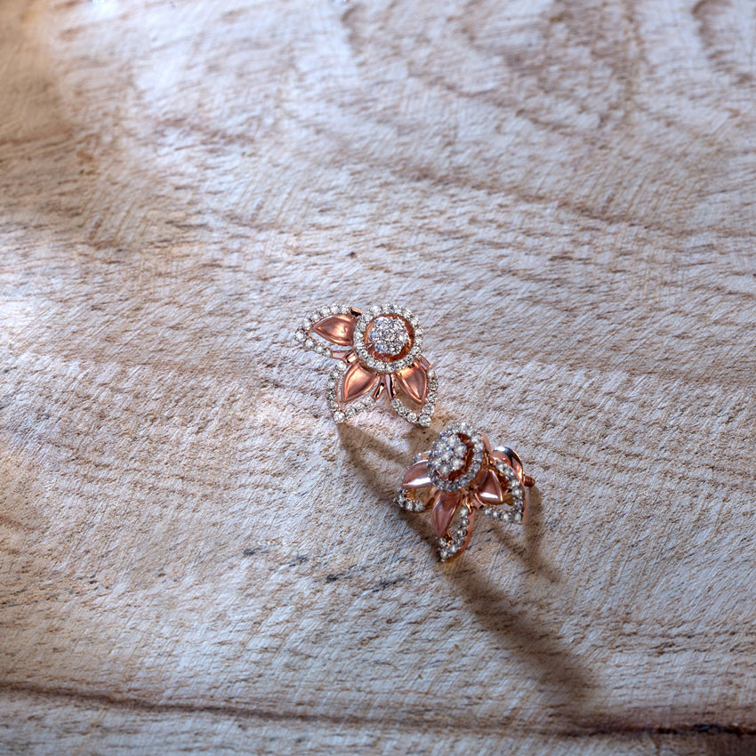 Clematis Floret Diamond Stud Earrings