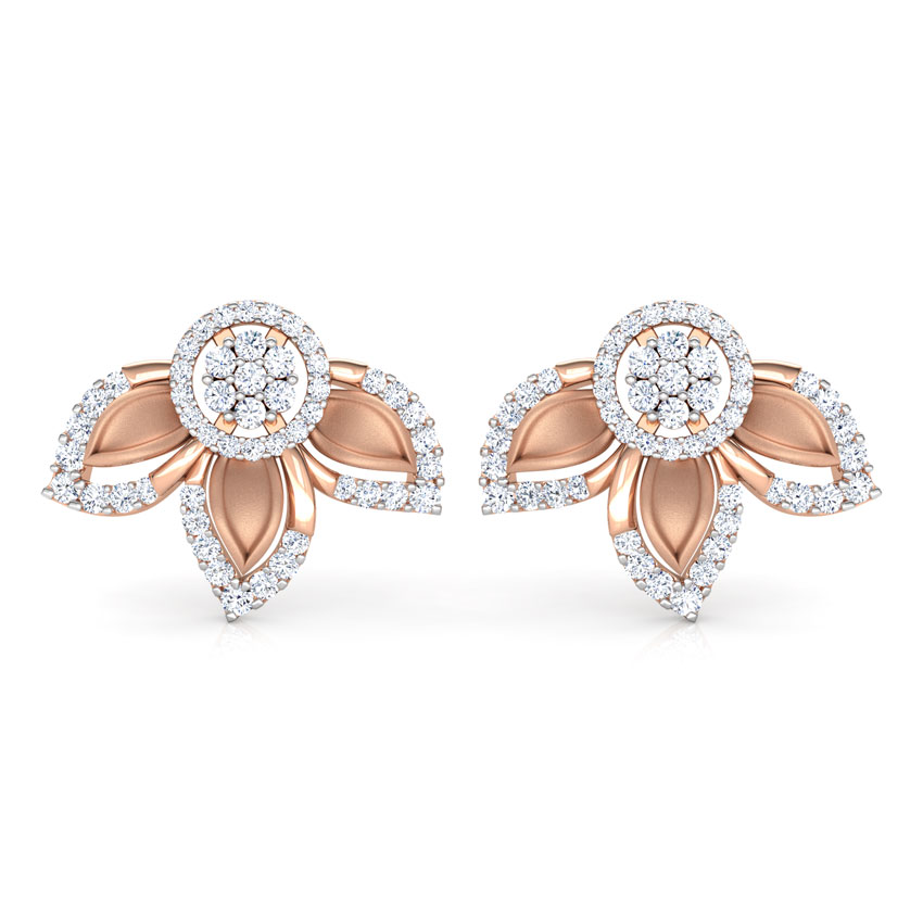 Diamond Earrings 18 Karat Rose Gold Clematis Floret Diamond Stud Earrings