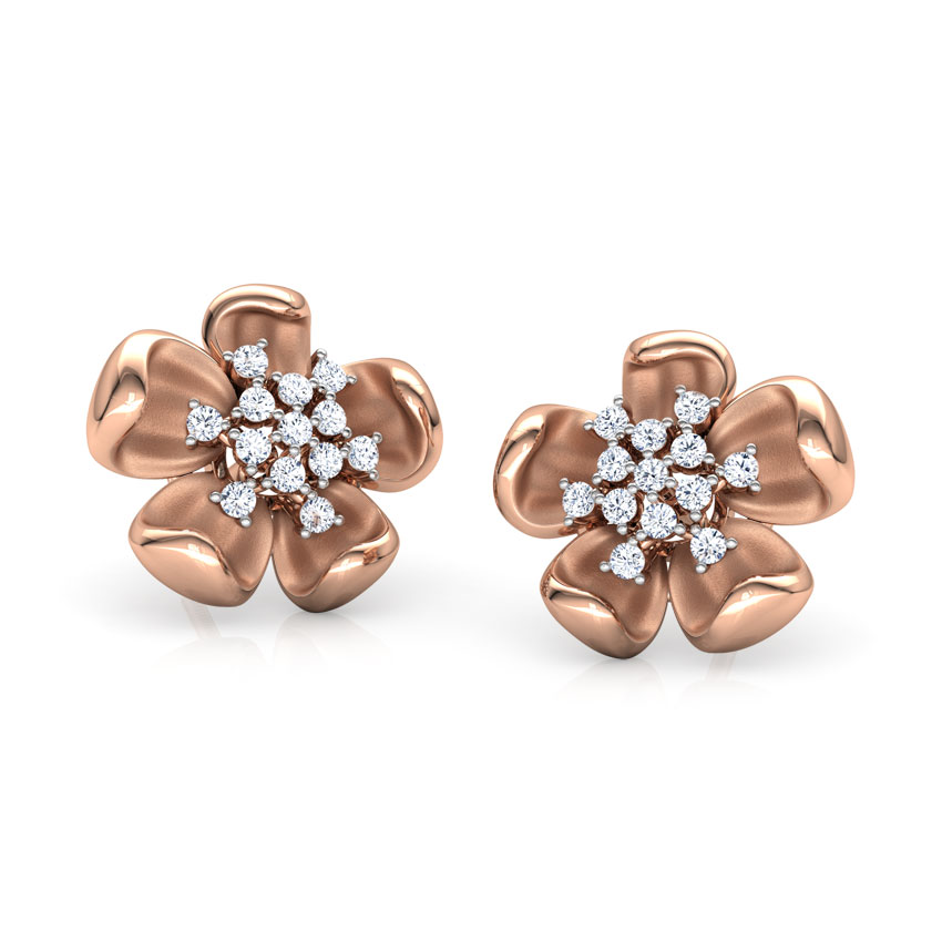 Periwinkle Floret Diamond Stud Earrings