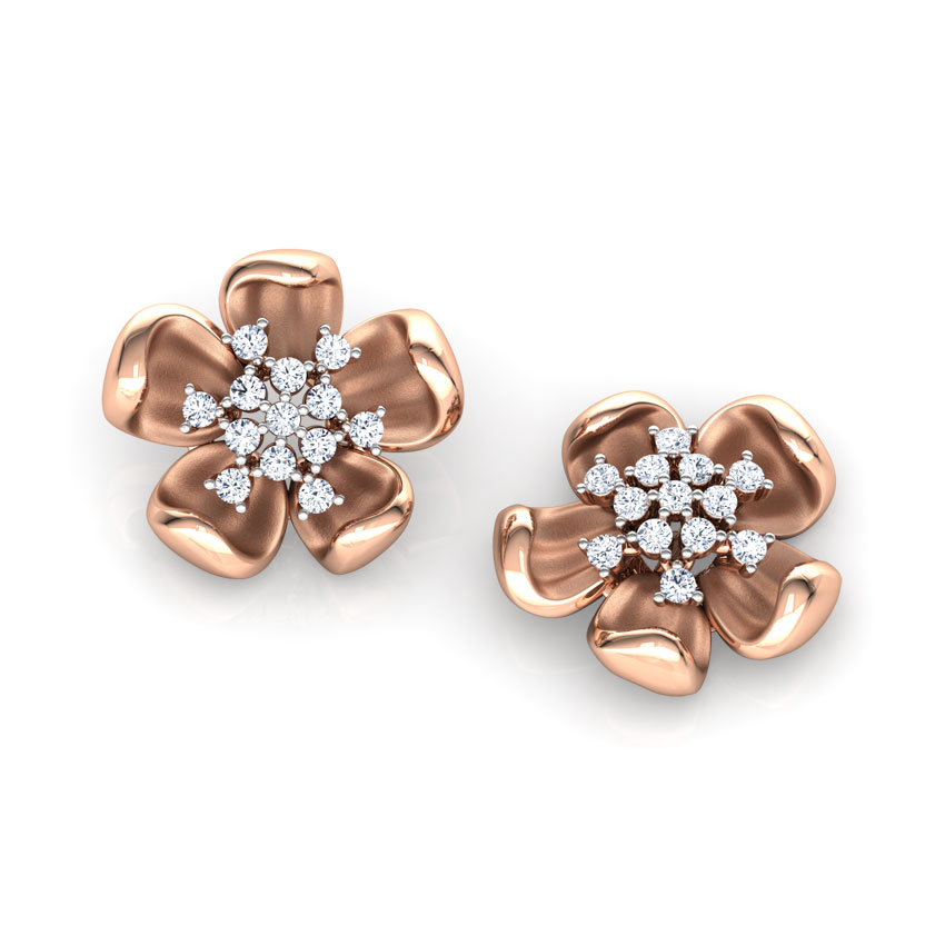 Periwinkle Floret Diamond Stud Earrings