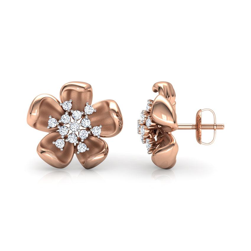 Periwinkle Floret Diamond Stud Earrings