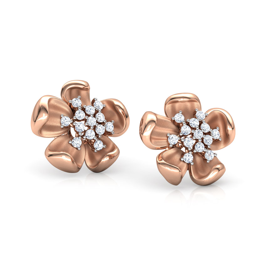 Periwinkle Floret Diamond Stud Earrings