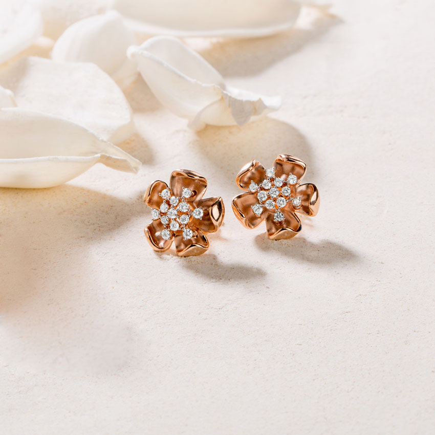 Periwinkle Floret Diamond Stud Earrings