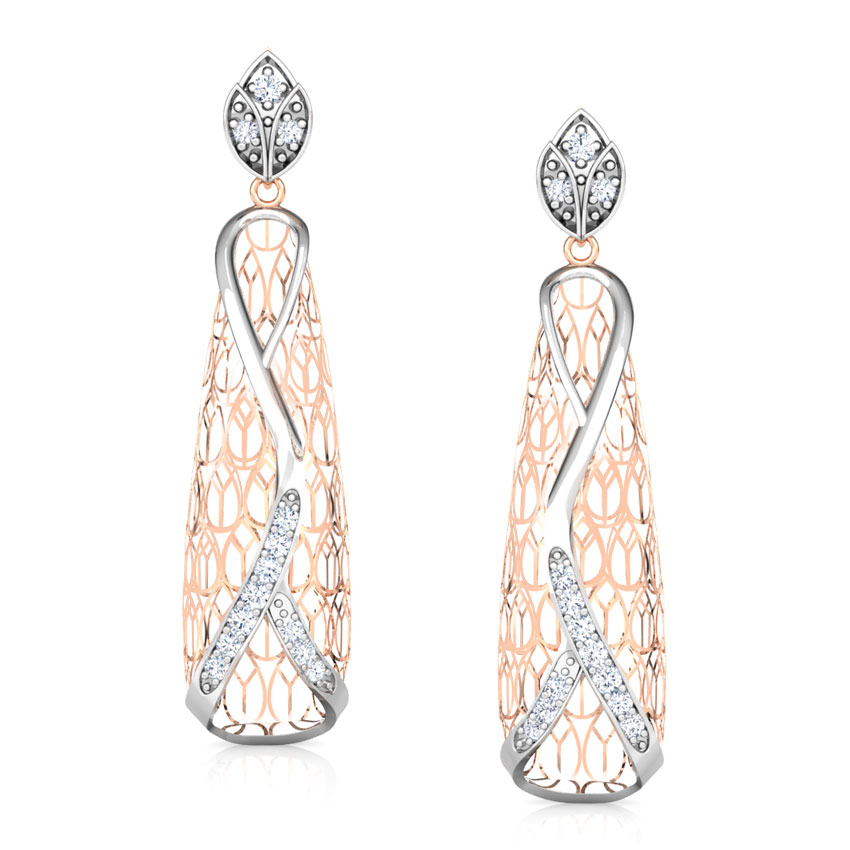 Diamond Earrings 14 Karat Rose Gold Callista Trellis Diamond Drop Earrings