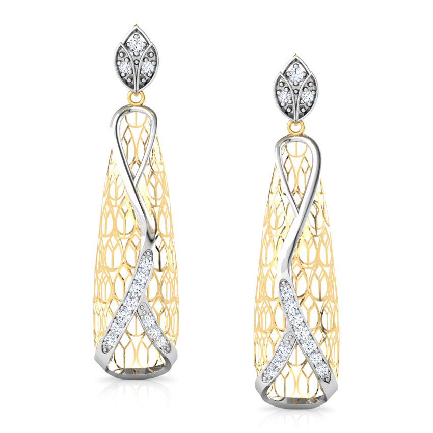 Diamond Earrings 14 Karat Yellow Gold Callista Trellis Diamond Drop Earrings