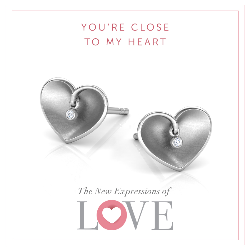 Enfold Heart Diamond  Stud Earrings