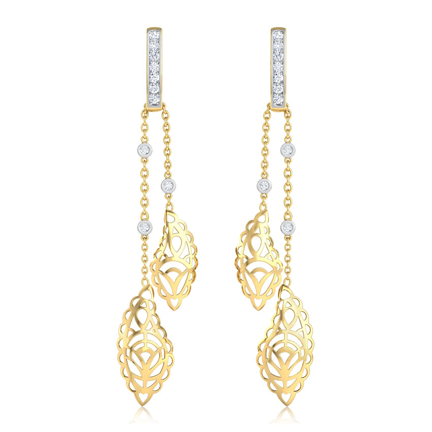 Diamond Earrings 18 Karat Yellow Gold Radiant Paisley Diamond Drop Earrings