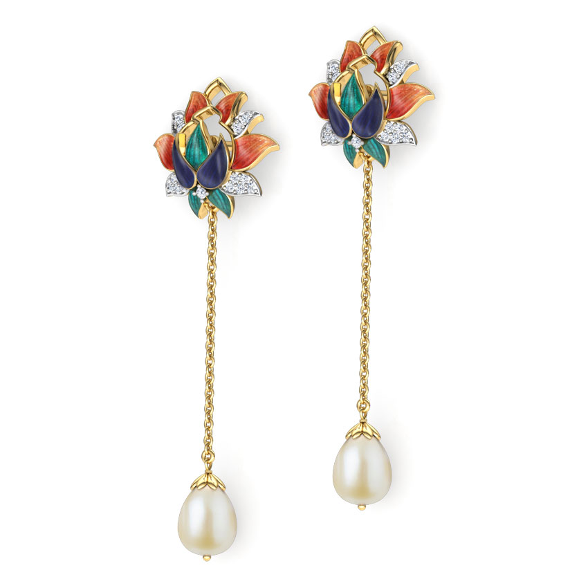 Fahima Lotus Pearl Drop Earrings