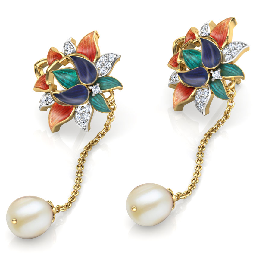 Fahima Lotus Pearl Drop Earrings
