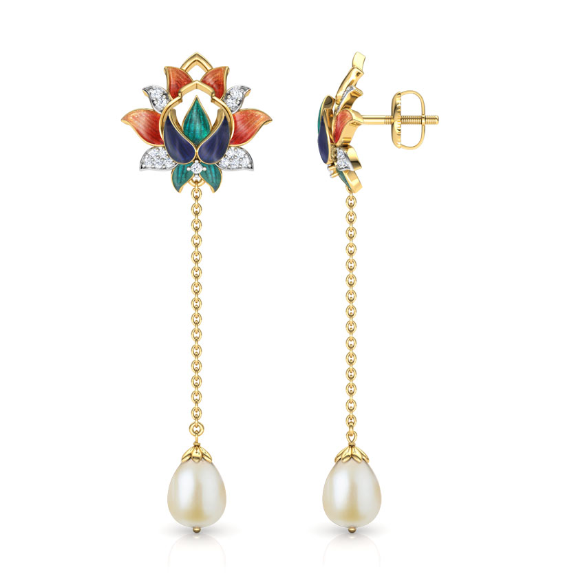 Fahima Lotus Pearl Drop Earrings