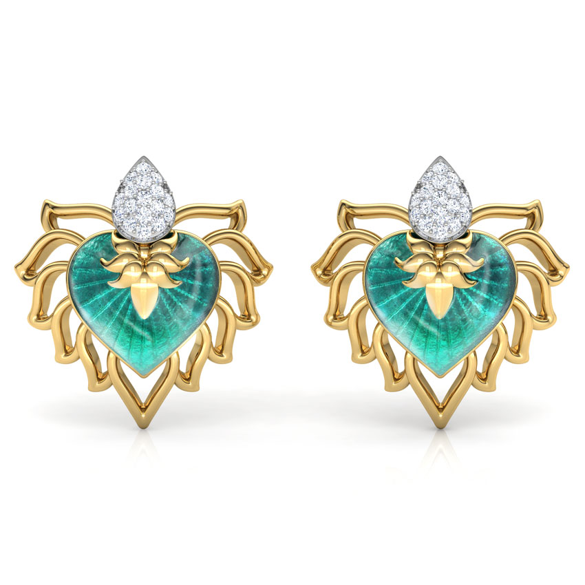 Naaz Chinar Leaf Diamond Stud Earrings