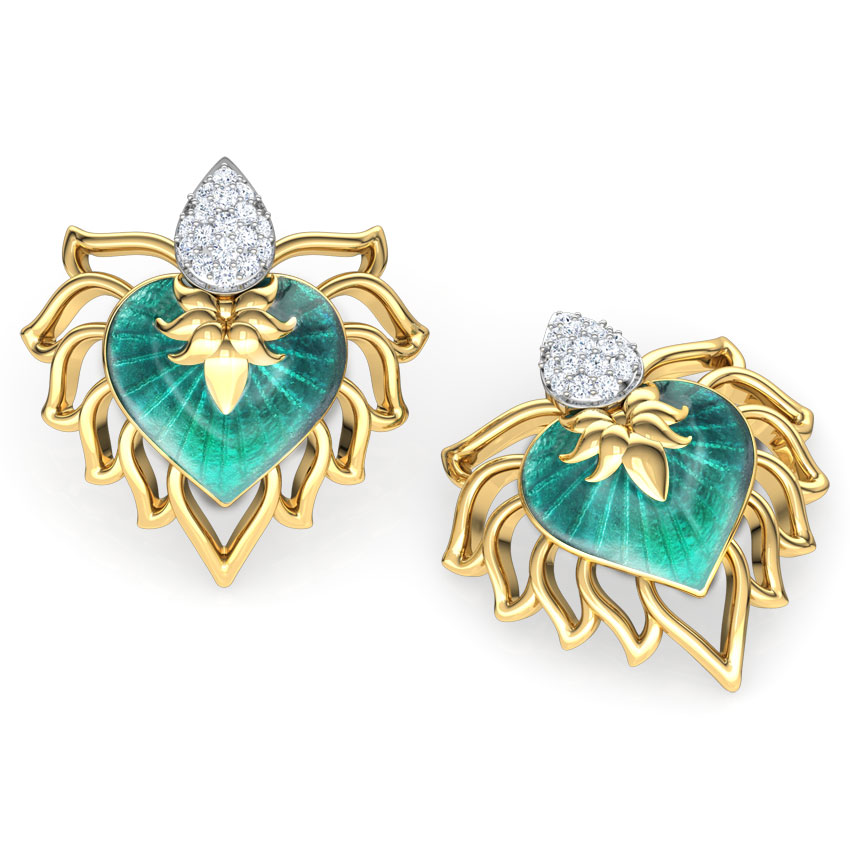 Naaz Chinar Leaf Diamond Stud Earrings