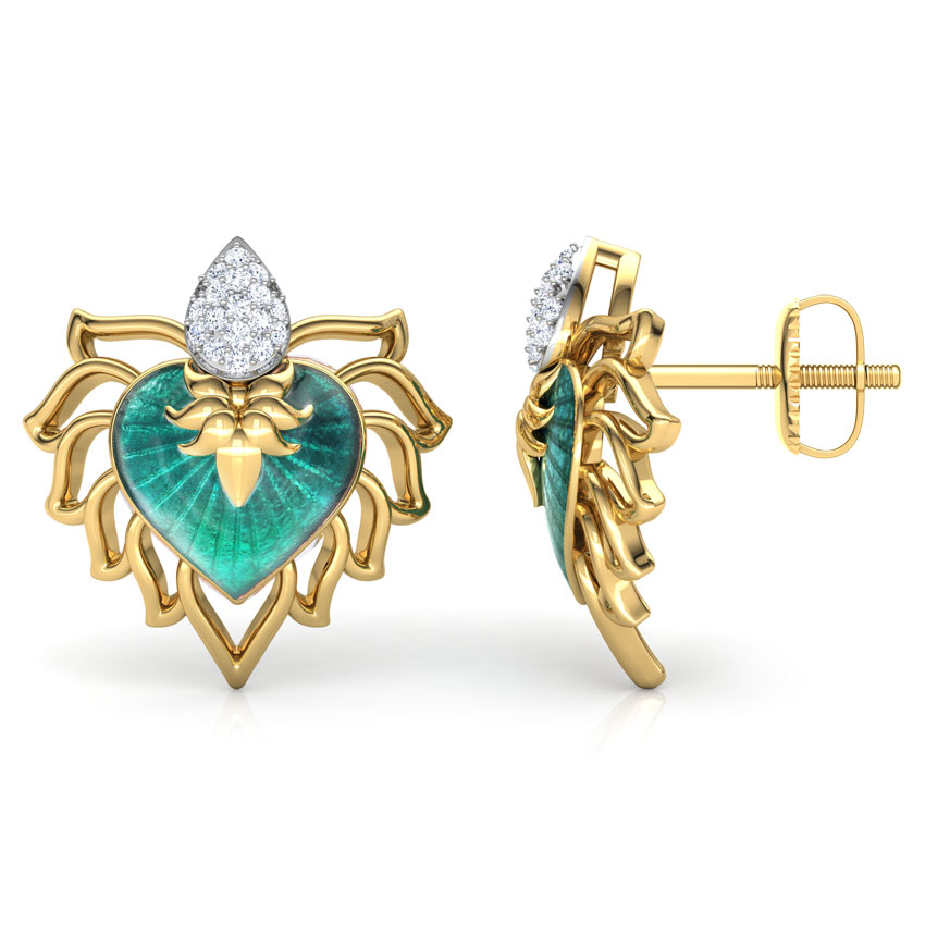 Naaz Chinar Leaf Diamond Stud Earrings