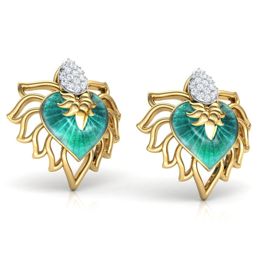 Naaz Chinar Leaf Diamond Stud Earrings
